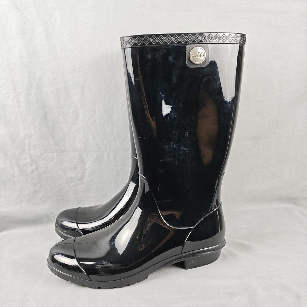 UGG Boots Womens Size 10 Black Rubber Knee High Rain Waterproof Made USA